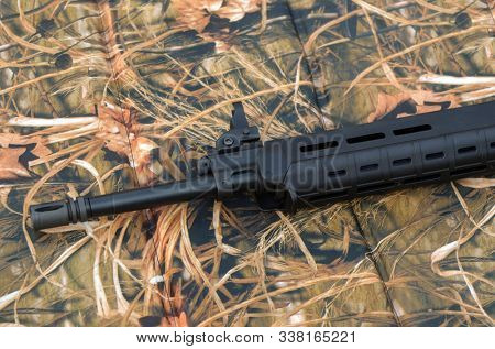 AR-15 assault rifle. Unformal shooting range near Kiev. December7,2019. Kiev Region, Ukraine