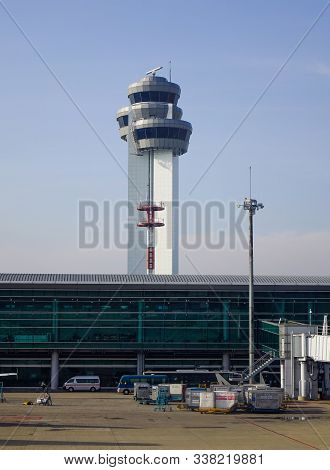Saigon, Vietnam - Dec 4, 2019. Air Traffic Control (atc) Tower Of Tan Son Nhat Airport In Saigon, Vi