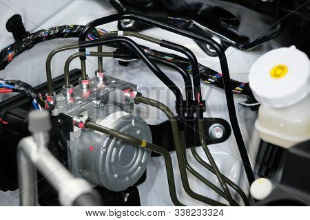 The Powerful Engine Of A Car. Internal Design Of Engine. Car Engine Part. Modern Powerful Car Engine