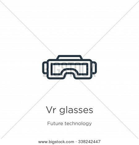 Vr Glasses Icon. Thin Linear Vr Glasses Outline Icon Isolated On White Background From Future Techno