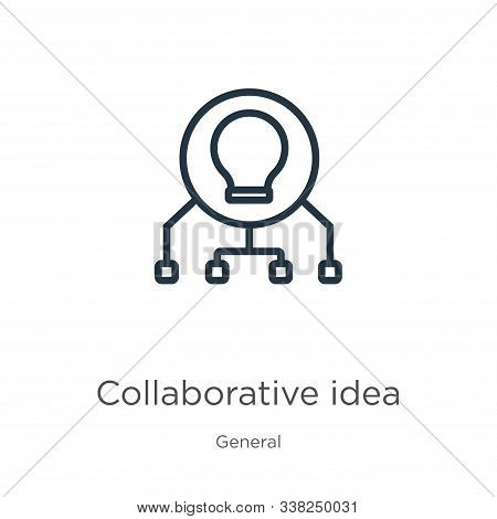Collaborative Idea Icon. Thin Linear Collaborative Idea Outline Icon Isolated On White Background Fr