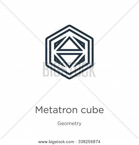 Metatron Cube Icon. Thin Linear Metatron Cube Outline Icon Isolated On White Background From Geometr