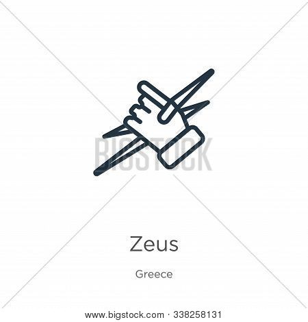 Zeus Icon. Thin Linear Zeus Outline Icon Isolated On White Background From Greece Collection. Line V