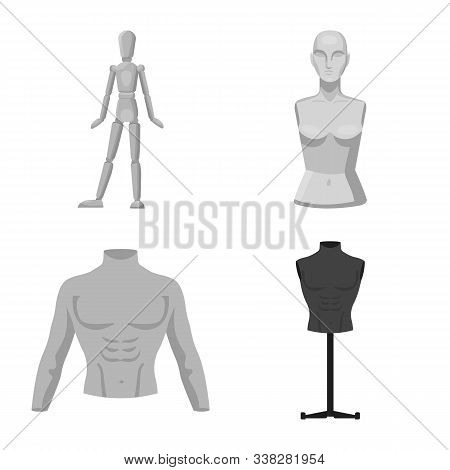 Isolated Object Of Mannequin And Fashion Icon. Set Of Mannequin And Manikin Vector Icon For Stock.