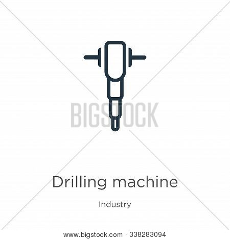 Drilling Machine Icon. Thin Linear Drilling Machine Outline Icon Isolated On White Background From I