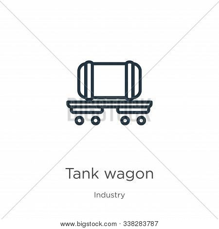 Tank Wagon Icon. Thin Linear Tank Wagon Outline Icon Isolated On White Background From Industry Coll