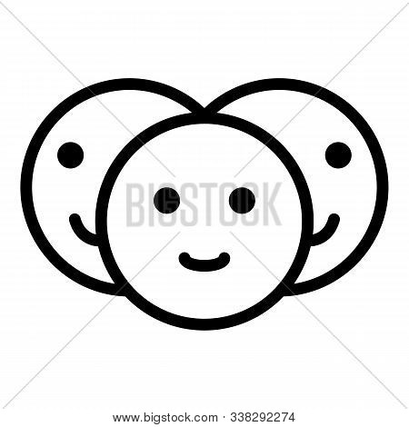 Friends Emoji Icon. Outline Friends Emoji Vector Icon For Web Design Isolated On White Background
