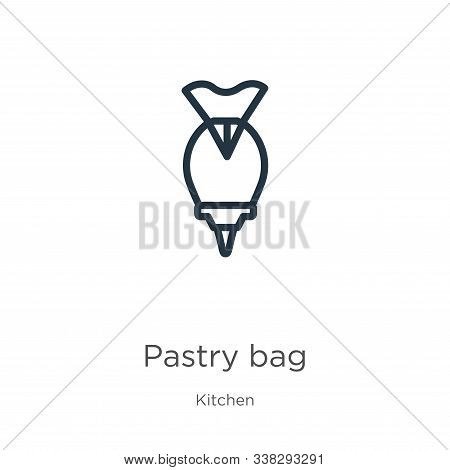 Pastry Bag Icon. Thin Linear Pastry Bag Outline Icon Isolated On White Background From Kitchen Colle