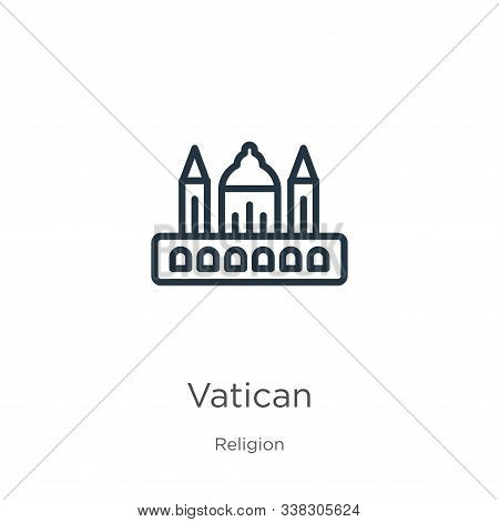 Vatican Icon. Thin Linear Vatican Outline Icon Isolated On White Background From Religion Collection