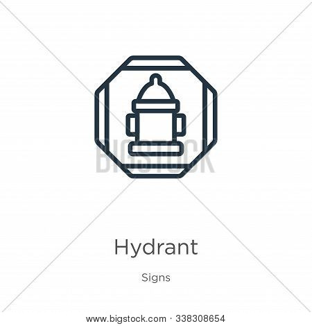 Hydrant Icon. Thin Linear Hydrant Outline Icon Isolated On White Background From Signs Collection. L