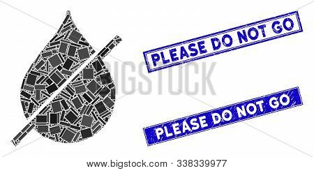 Mosaic Dry Icon And Rectangle Please Do Not Go Seal Stamps. Flat Vector Dry Mosaic Icon Of Randomize