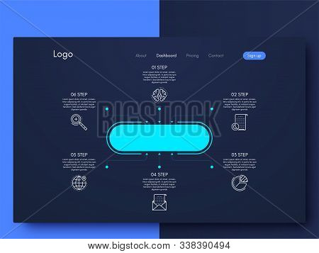 Vector Graphics Infographics With Six Options. Template For Creating Mobile Applications, Workflow L