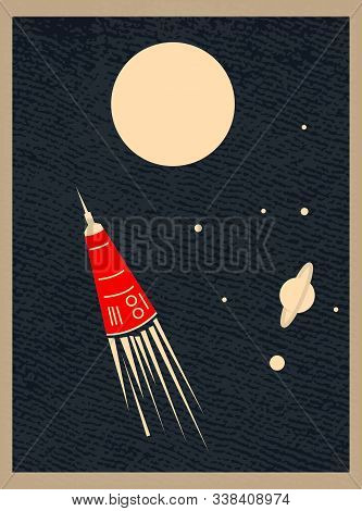 Vector Illustration, Space Retro Postcard, Vector, Outer Space
