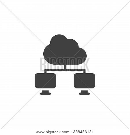 Cloud Computing Connection Vector Icon. Network Data Server Filled Flat Sign For Mobile Concept And 