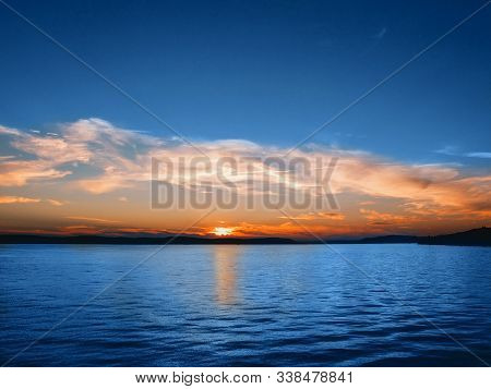 Dramatic Sunset At Bodensee Lake, Lake Constance.