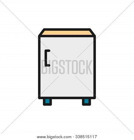 Undercounter Refrigerator Flat Color Line Icon. Isolated On White Background