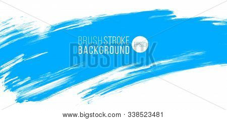 Artistic Backdrop, Vector With Brush Strokes, Brush Paint Look Background With Blue Color Hand Paint