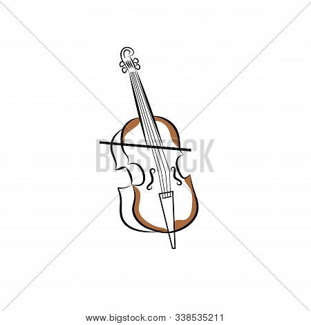 Cello Vector With One Line Art Drawing.