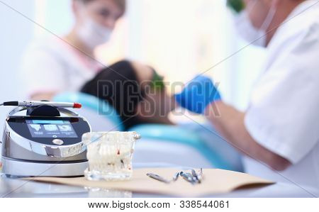 Dental Equipment Tools Dentist Medicine On Desk