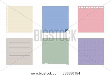 Set Of Different Note Papers On Isolated Background.vector Illustration.