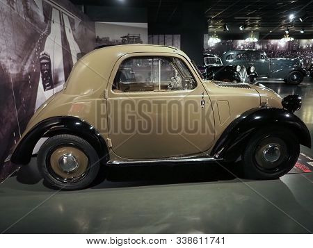 Vintage Fiat 500 Topolino 1936 Car At Turin Car Museum In Turin