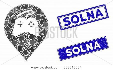Mosaic Video Games Marker Pictogram And Rectangle Solna Seal Stamps. Flat Vector Video Games Marker 