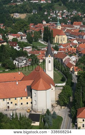 SAMOBOR, CROATIA - JUNE 19, 2011: Church of the Assumption of the Virgin Mary and Franciscan Monastery in Samobor, Croatia