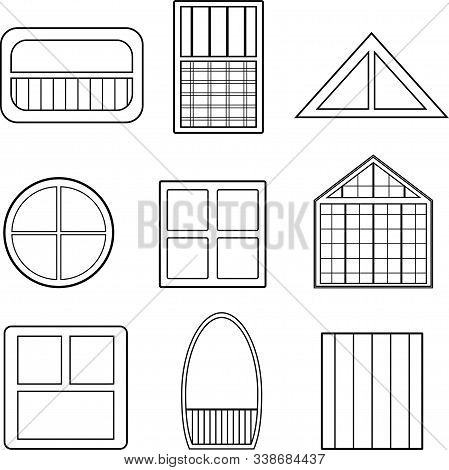 Linear Vector Windows Drawing, A File Of Eight Window Drawings.