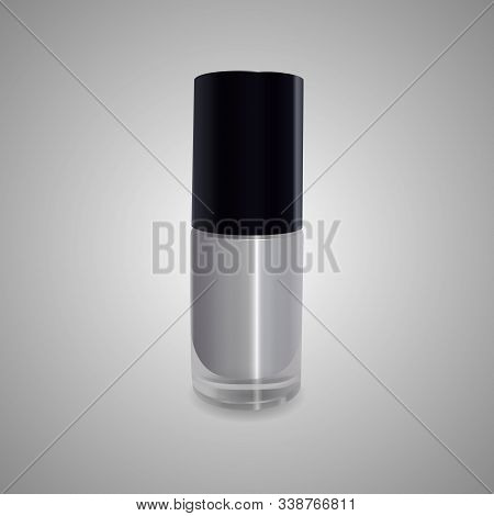 Vector Illustration Of Nail Polish On Gray Background.
