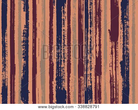 Watercolor Strips Seamless Vector Background. Parellel Gouache Vertical Lines Seamless Backdrop. Mul