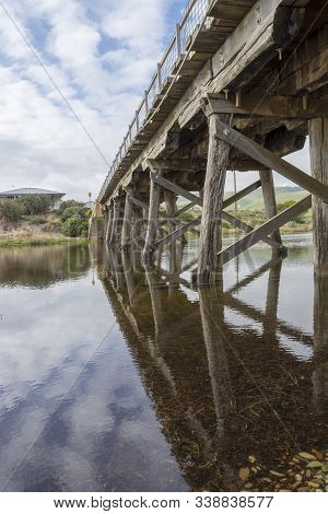 Myponga Beach, South Australia, Australia - June 9, 2018:  Bridge Crossing The Myponga River Estuary
