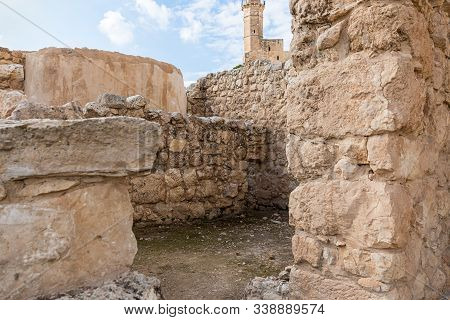 Jerusalem, Israel, December 07, 2019 : Archaeological Excavations Of The Crusader Fortress Located O