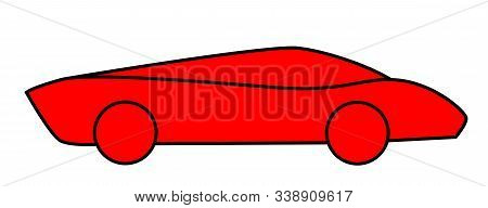 A Cartoon Of A Very Fast Red Sports Car Over A White Background