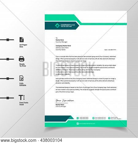Abstract Business Letterhead Template (green Modern A4 Letterhead Fully Print Ready And Customizable