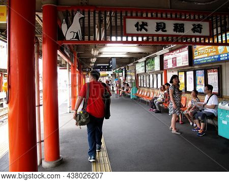 Travelers Thai Man Walking And Japanese Passengers People Use Service Journey By Railway In Fushimi 