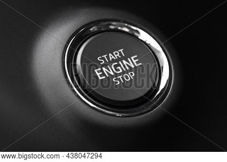 Button Engine Start Stop. Button On And Off The Engine. - Image