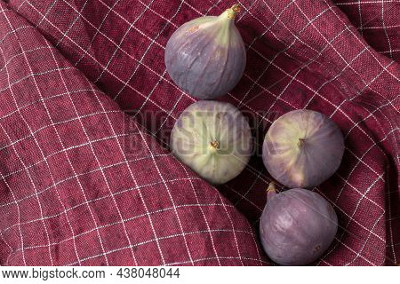 Organic Linen Kitchen Tea Towel In Purple With Fresh Figs On It.  Natural, Soft, Airy And Stylish Ki
