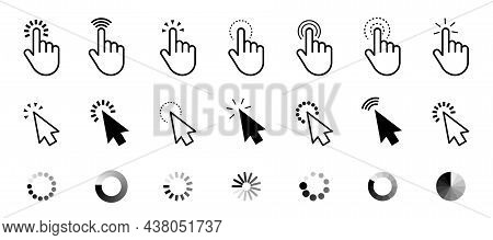 Pointer Click Icons. Arrows And Hands Cursors Tools. Vector Website Search Symbols