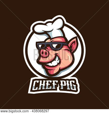 Chef Pig Mascot Logo Design Vector With Modern Illustration Concept Style For Badge, Emblem And T Sh