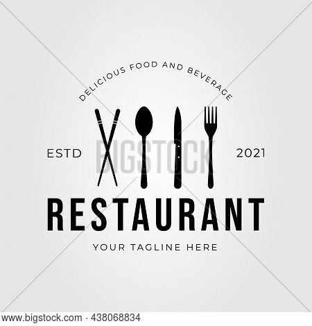 Restaurant, Spoon, Fork, And Chopstick Logo Vector Illustration Design