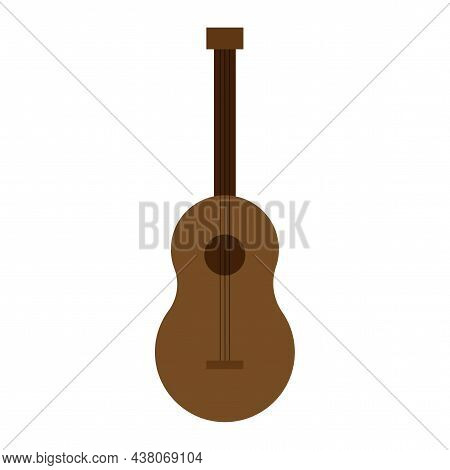 Cartoon Guitar. Hand Drawn. Music Concept. Audio Instrument. Vintage Doodle. Comic Art. Vector Illus