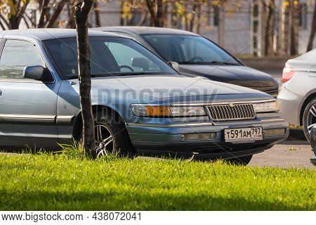 Moscow; Russia - October 15; 2021:  Mercury Grand Marquis  Is Parked  On The Street On A Warm  Autum