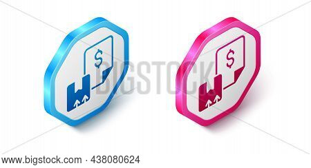 Isometric Waybill Icon Isolated On White Background. Hexagon Button. Vector