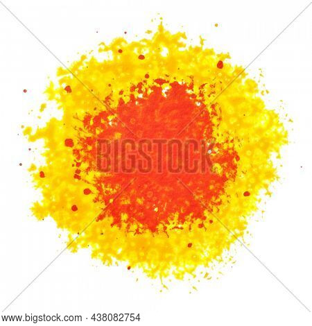 Yellow - red round blot isolated on the white background