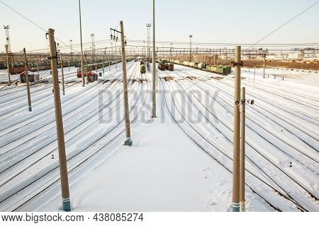 Railway Station For Freight Trains. Russia, Tyumen. Winter