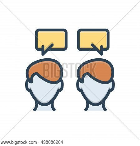 Color Illustration Icon For Communication Talking Conversation Chitchat Discussion Parley Person Mes