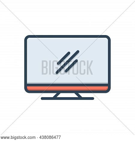 Color Illustration Icon For Monitor Programmatic Technology Digital Software Computer Tv Screen Elec