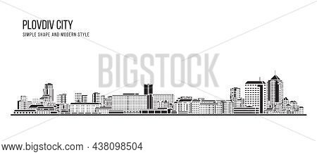 Cityscape Building Abstract Simple Shape And Modern Style Art Vector Design - Plovdiv City