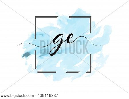 Calligraphic Lowercase Letters G And E Are Written In A Solid Line On A Colored Background In A Fram