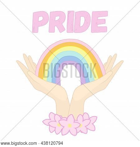 Lgbt Pride Rainbow. Hands Up Gay Parade. Vector Illustration